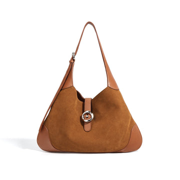 Suede Shoulder Bag - Caramel
