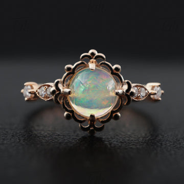 Aura Vintage Opal Pırlanta Altın Yüzük